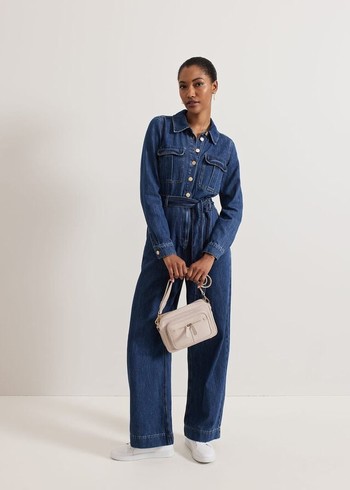 Phase Eight Avalon Denim Utility Jumpsuit Dark Wash Canada | LOGUFX-247